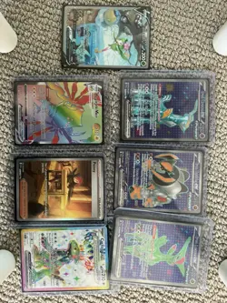 Pokemon TCG Card Bundle x7 – ex, VMAX & Full Art Trainer (Sleeved) - Image 1