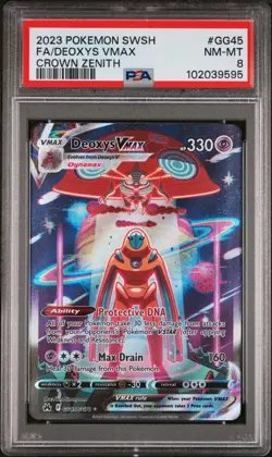 2023 POKEMON SWORD & SHIELD CROWN ZENITH #GG45 FULL ART/DEOXYS VMAX PSA 8 - Image 1