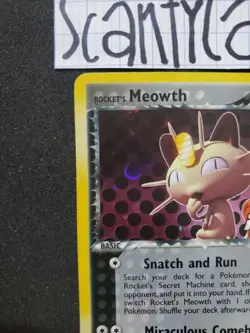 Pokemon LP Rocket's Meowth Reverse Holo Team Rocket Returns 46/109 Stamped - Image 5