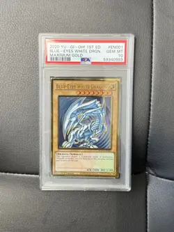 PSA 10 - 2020 Yugioh Blue Eyes White Dragon MAGO-EN001 Maximum Gold 1st Edition. - Image 1