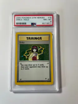 2000 Pokemon Gym Heroes Unlimited Erika Holo #16 PSA 8 - Image 1