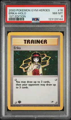 2000 POKEMON GYM HEROES 1ST EDITION #16 ERIKA-HOLO PSA 8 - Image 1