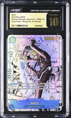 2025 ONE PIECE PRB02 - SANJI SECRET RARE MANGA ALT ART PARALLEL CGC PRISTINE 10 - Image 1