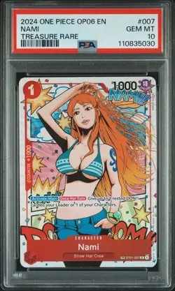 2024 ONE PIECE OP06-WINGS OF THE CAPTAIN TREASURE RARE #007 NAMI PSA 10 - Image 1