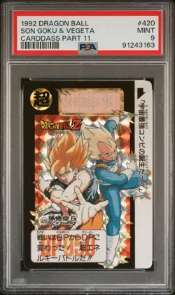 Dragon Ball Card Son Goku & Vegeta No. 420 Holo Carddass Part 11 1992 PSA 9 MINT - Image 1