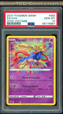 PSA 10 ⭐ Pokemon Zacian 082 Amazing Rare Vivid Voltage Full Art Graded Card - Image 1