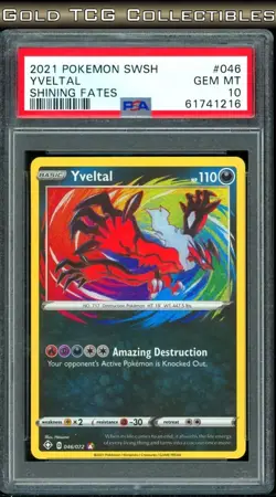 PSA 10 ⭐ Pokemon Yveltal 045 Amazing Rare Shining Fates Full Art Graded Card - Image 1