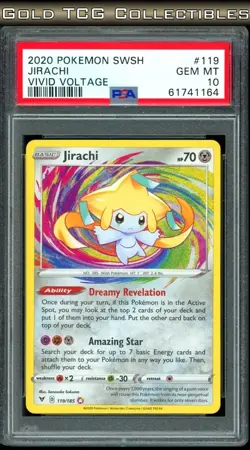 PSA 10 ⭐ Pokemon Jirachi 119 Amazing Rare Vivid Voltage Full Art Graded Card - Image 1