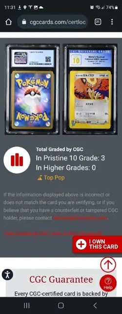 (POP 3) CGC 10 PRISTINE Pokemon Japanese Morty's Noctowl 024/141 VS Series Card - Image 4