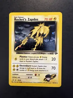 Rocket's Zapdos 15/132 Gym Challenge Holo SWIRL Pokemon - Image 1