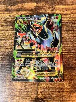 Pokemon TCG M Houndoom EX Full Art 154/162 Breakthrough Holo Rare DAMAGED - Image 1