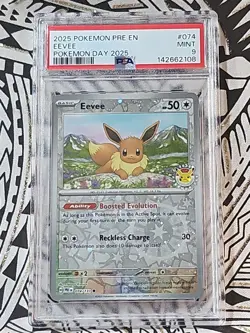 Eevee Pokemon Day 2025 Promo PRE EN #074 PSA 9 Mint (108) - Image 1