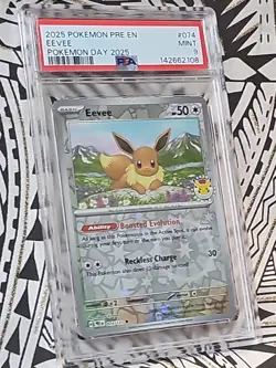 Eevee Pokemon Day 2025 Promo PRE EN #074 PSA 9 Mint (108) - Image 3
