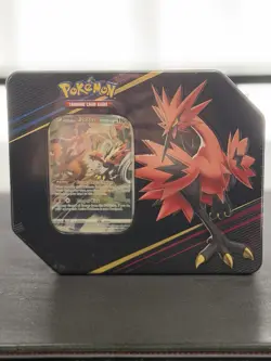 Pokemon Crown Zenith Galarian Zapdos Tin Factory Sealed 5 Packs + Full Art Promo - Image 1