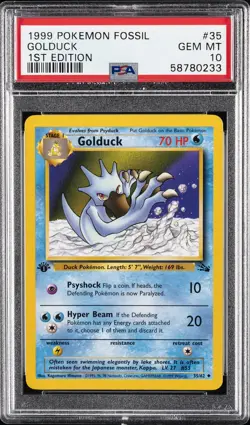 1999 POKEMON FOSSIL 1ST ED #35 GOLDUCK PSA 10 - Image 1