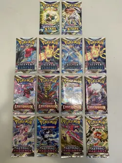 Pokemon TCG Lot Of 14 SWSH Sealed Booster Packs Lost Origin Brilliant Stars etc - Image 1