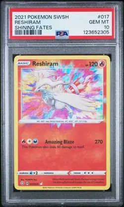 Pokemon PSA 10 Shining Fates Reshiram Amazing Rare #017 - Image 1