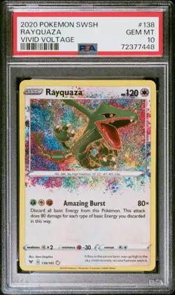 Rayquaza Pokemon Sword & Shield Vivid Voltage 138 NM PSA 10 - Image 1