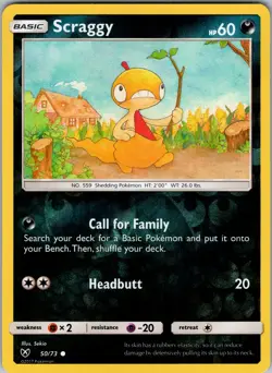 Scraggy 50/73 Shining Legends Reverse Holo Pokemon TCG NM - Image 1