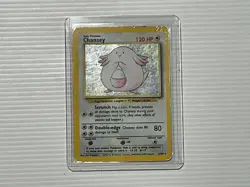 Pokemon Chansey 3/102 Base Set Unlimited Holo WOTC Vintage TCG Card 003/102 Rare - Image 1
