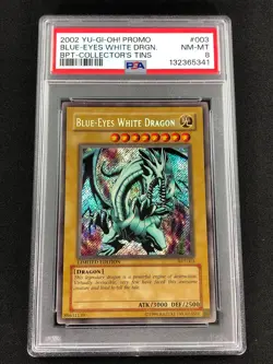 Yugioh 2002 Blue Eyes White Dragon BPT-003 PSA 8 Secret Rare! - Image 1