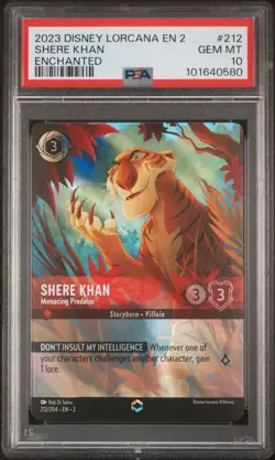 DISNEY LORCANA EN 2 ENCHANTED #212 SHERE KHAN - MENACING PREDATOR PSA 10 - Image 1