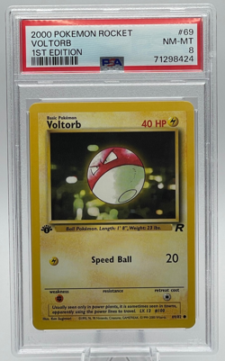 2000 POKEMON ROCKET #69 VOLTORB 1ST EDITION PSA 8 NM-MT - Image 1