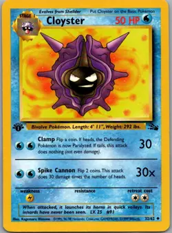 Cloyster 32/62 Uncommon Fossil Pokemon 1st Edition Lightly Played - Image 1
