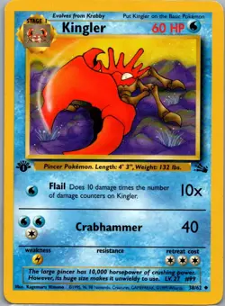 Kingler 38/62 Uncommon Fossil Pokemon 1st Edition Moderately Played - Image 1