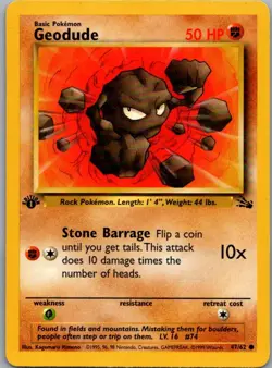 Geodude 47/62 Common Fossil Pokemon 1st Edition Moderately Played - Image 1