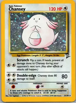 Chansey 3/130 Holo Rare Base Set 2 Pokemon Holo Moderately Played - Image 1