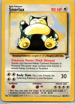 Snorlax 30/130 Rare Base Set 2 Pokemon Moderately Played - Image 1