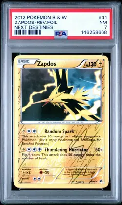 PSA 7 2012 POKEMON BLACK & WHITE NEXT DESTINIES #41 ZAPDOS-REVERSE FOIL - Image 1