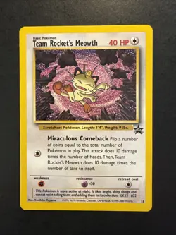 Team Rocket's Meowth 18 WOTC Black Star Promo Pokemon - Image 1