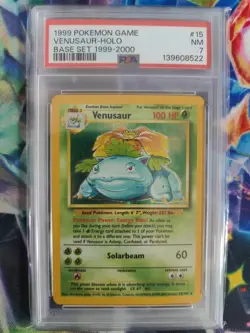 PSA 7 Pokemon Base Set Venusaur 15/102 4th Print 1999-2000 UK Print LOW POP - Image 1