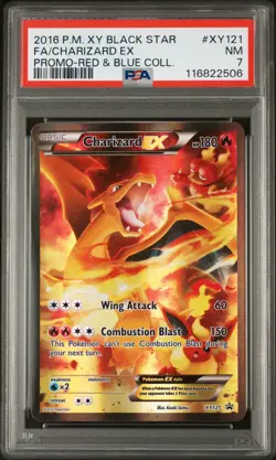 2016 POKEMON XY BLACK STAR PROMO RED & BLUE COLL FULL ART/CHARIZARD EX PSA 7 - Image 1