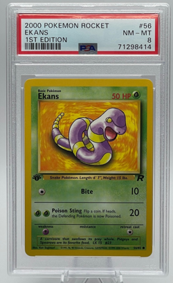 2000 POKEMON ROCKET #56 EKANS 1ST EDITION PSA 8 NM-MT - Image 1