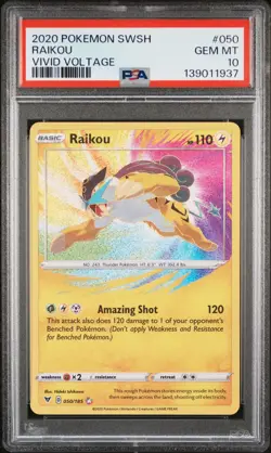 PSA 10 RAIKOU 050 AMAZING RARE VIVID VOLTAGE POKEMON MJ - Image 1