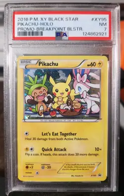 PSA 7 Pikachu Holo XY95 Black Star Promo 2016 Pokemon Breakpoint Blister Promo - Image 1