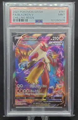 2021 POKEMON SWORD & SHIELD CHILLING REUGN #161 BLAZIKEN V FULL ART PSA 9 - Image 1