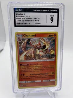 CGC 9 Mint Charizard Team Up Prerelease Holo Promo SM158 Pokemon Card - Image 1