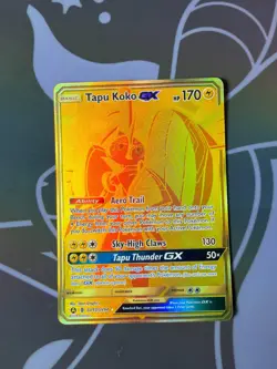Tapu Koko GX - SV93/SV94 - Hidden Fates - Pokemon TCG Card NM Rare Gold Holo - Image 2