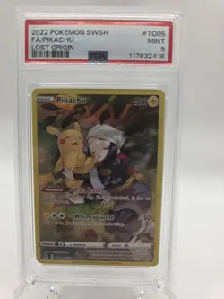 Pokemon Pikachu Trainer Gallery Holo Card TG05/TG30 Swsh11: Lost Origin PSA 9 - Image 1