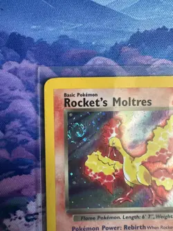 Pokemon Rocket's Moltres Holo Rare 12/132 Gym Heroes WOTC MP Swirl 💫 - Image 3