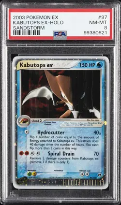 2003 POKEMON EX SANDSTORM #97 KABUTOPS EX-HOLO PSA 8 - Image 1