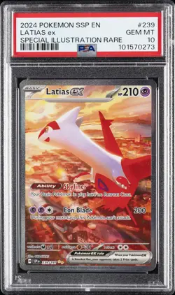 2024 POKEMON SSP EN-SURGING SPARKS SPECIAL ILLUSTRATION RARE LATIAS EX PSA 10 - Image 1