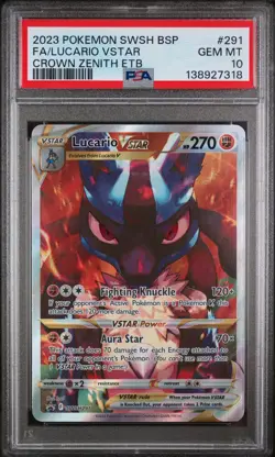 Lucario Vstar Pokemon Swsh Black Star Crown Zenith ETB Promo SWSH291 PSA 10 - Image 1