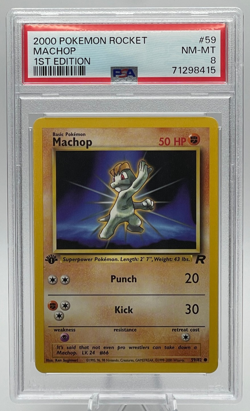 2000 POKEMON ROCKET #59 MACHOP 1ST EDITION PSA 8 NM-MT - Image 1