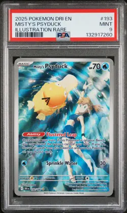 2025 POKEMON DRI EN-DESTINED RIVALS ILLUSTRATION RARE #193 MISTY'S PSYDUCK PSA 9 - Image 1