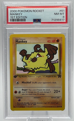 2000 POKEMON ROCKET #61 MANKEY 1ST EDITION PSA 8 NM-MT - Image 1